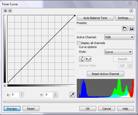 Фильтр Tone curve (Цветовая кривая)