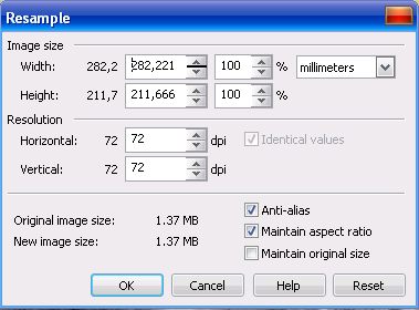 Изменение размеров изображения в Corel PHOTO-PAINT