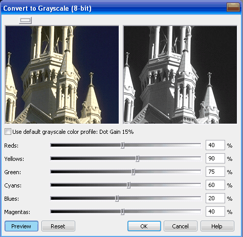 Преобразование изображений в оттенки серого в Corel PHOTO-PAINT